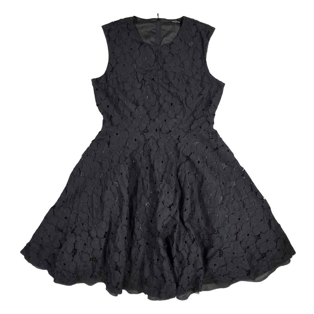 Orsay Black Floral Lace Sleeveless Fit and Flare Cocktail Dress Round Neck